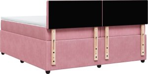 vidaXL Łóżko kontynentalne z materacem, różowe, aksamit, 200x200 cm 8