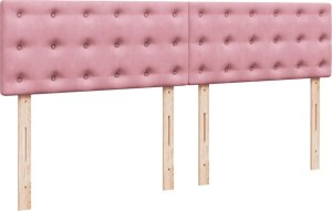 vidaXL Łóżko kontynentalne z materacem, różowe, aksamit, 200x200 cm 9