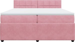 vidaXL Łóżko kontynentalne z materacem, różowe, aksamit, 200x200 cm 6