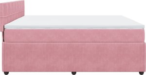 vidaXL Łóżko kontynentalne z materacem, różowe, aksamit, 200x200 cm 7