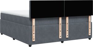 vidaXL Łóżko kontynentalne z materacem, ciemnoszary aksamit, 200x200cm 8