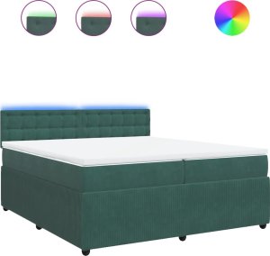 vidaXL Łóżko kontynentalne z materacem, zielone, aksamit, 200x200 cm 2