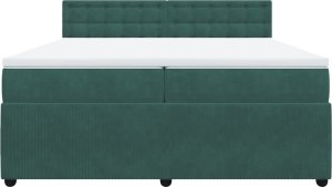 vidaXL Łóżko kontynentalne z materacem, zielone, aksamit, 200x200 cm 6