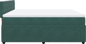 vidaXL Łóżko kontynentalne z materacem, zielone, aksamit, 200x200 cm 7
