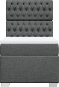 vidaXL Łóżko kontynentalne z materacem, ciemnoszara tkanina 100x200 cm 4