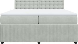 vidaXL Łóżko kontynentalne z materacem, jasnoszare, aksamit, 200x200cm 6