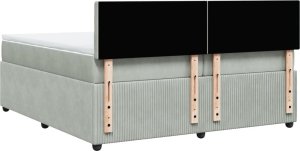 vidaXL Łóżko kontynentalne z materacem, jasnoszare, aksamit, 200x200cm 8