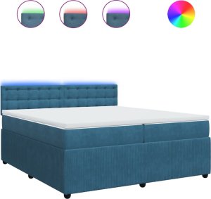vidaXL Łóżko kontynentalne z materacem, niebieskie, aksamit, 200x200cm 2