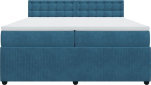 vidaXL Łóżko kontynentalne z materacem, niebieskie, aksamit, 200x200cm 6