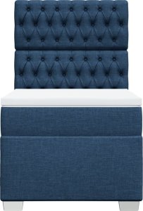 vidaXL Łóżko kontynentalne z materacem, niebieskie, tkanina 100x200 cm 4