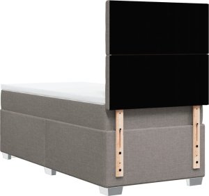 vidaXL Łóżko kontynentalne z materacem, taupe, tkanina, 100x200 cm 10