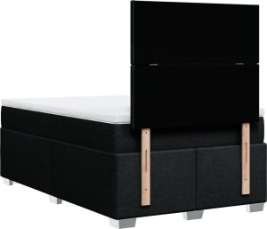 vidaXL Łóżko kontynentalne z materacem, czarne, tkanina, 120x200 cm 10