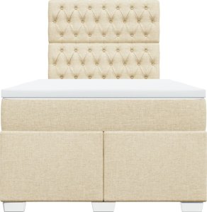 vidaXL Łóżko kontynentalne z materacem, kremowe, tkanina, 120x200 cm 4