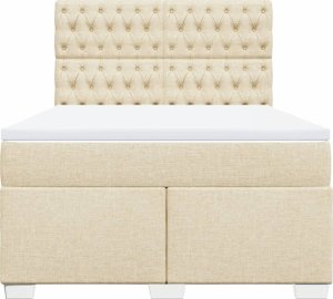 vidaXL Łóżko kontynentalne z materacem, kremowe, tkanina, 140x200 cm 4