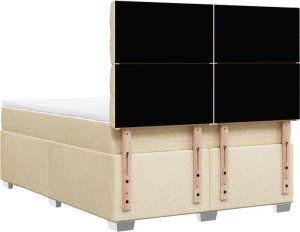 vidaXL Łóżko kontynentalne z materacem, kremowe, tkanina, 140x200 cm 10