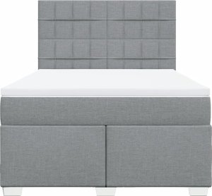 vidaXL Łóżko kontynentalne z materacem, jasnoszare, tkanina 160x200 cm 4