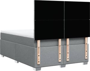 vidaXL Łóżko kontynentalne z materacem, jasnoszare, tkanina 160x200 cm 10