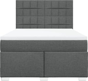 vidaXL Łóżko kontynentalne z materacem, ciemnoszara tkanina 160x200 cm 4
