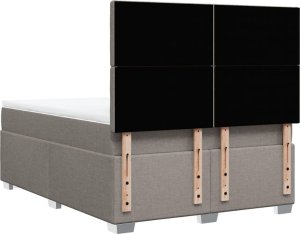 vidaXL Łóżko kontynentalne z materacem, taupe, tkanina, 160x200 cm 10