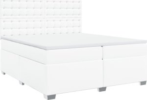 vidaXL Łóżko kontynentalne z materacem białe 200x200 cm 2