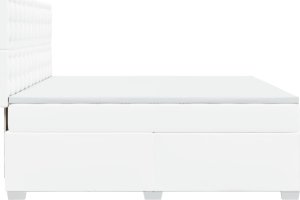 vidaXL Łóżko kontynentalne z materacem białe 200x200 cm 9