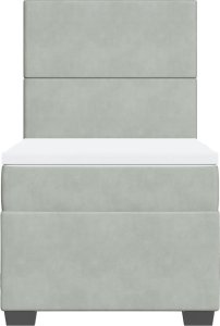 vidaXL Łóżko kontynentalne z materacem, jasnoszare, aksamit, 90x200 cm 4