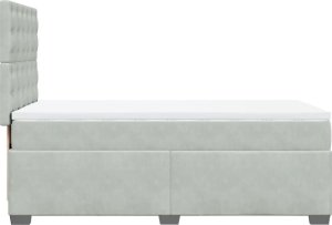 vidaXL Łóżko kontynentalne z materacem, jasnoszare, aksamit, 100x200cm 3