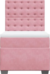 vidaXL Łóżko kontynentalne z materacem, różowe, aksamit, 100x200 cm 4