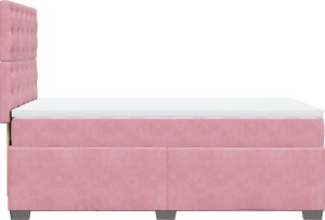 vidaXL Łóżko kontynentalne z materacem, różowe, aksamit, 100x200 cm 9