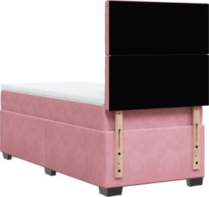vidaXL Łóżko kontynentalne z materacem, różowe, aksamit, 100x200 cm 10