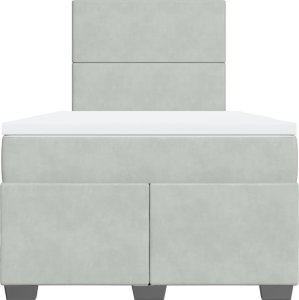 vidaXL Łóżko kontynentalne z materacem, jasnoszare, 120x200cm, aksamit 4