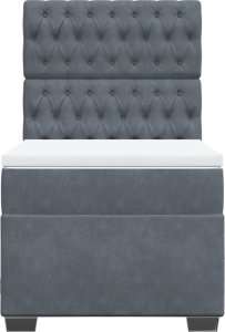 vidaXL Łóżko kontynentalne z materacem, ciemnoszary aksamit, 100x200cm 4