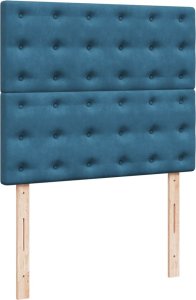vidaXL Łóżko kontynentalne z materacem, niebieskie, 120x200cm, aksamit 8