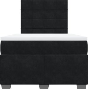 vidaXL Łóżko kontynentalne z materacem, czarne, 120x200 cm, aksamit 4