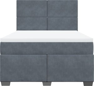 vidaXL Łóżko kontynentalne z materacem, ciemnoszare, 140x200cm aksamit 4