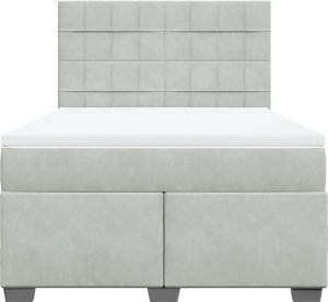 vidaXL Łóżko kontynentalne z materacem, jasnoszare, 140x190cm, aksamit 4