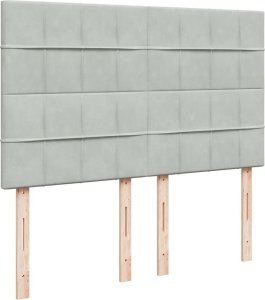 vidaXL Łóżko kontynentalne z materacem, jasnoszare, 140x190cm, aksamit 8