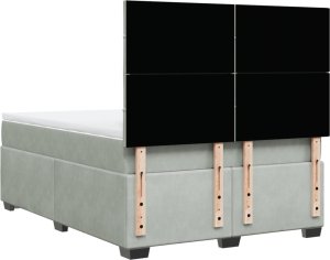 vidaXL Łóżko kontynentalne z materacem, jasnoszare, 140x190cm, aksamit 10