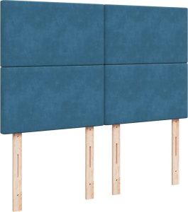 vidaXL Łóżko kontynentalne z materacem, niebieskie, 140x200cm, aksamit 8