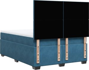 vidaXL Łóżko kontynentalne z materacem, niebieskie, 140x200cm, aksamit 10