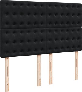 vidaXL Łóżko kontynentalne z materacem, czarne, 140x200 cm, aksamit 8