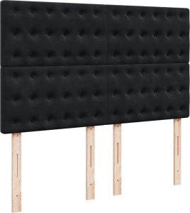 vidaXL Łóżko kontynentalne z materacem, czarne, 160x200 cm, aksamit 8