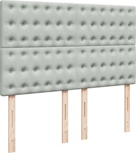 vidaXL Łóżko kontynentalne z materacem, jasnoszare, 160x200cm, aksamit 8