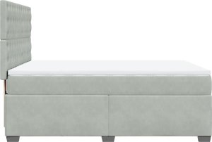 vidaXL Łóżko kontynentalne z materacem, jasnoszare, 160x200cm, aksamit 9