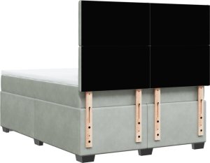 vidaXL Łóżko kontynentalne z materacem, jasnoszare, 160x200cm, aksamit 10