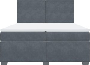 vidaXL Łóżko kontynentalne z materacem, ciemnoszary aksamit, 200x200cm 3