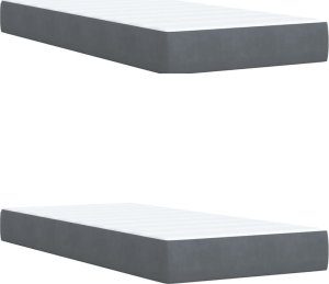 vidaXL Łóżko kontynentalne z materacem, ciemnoszary aksamit, 200x200cm 5