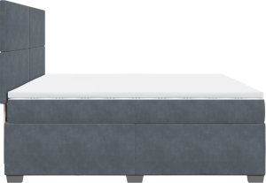 vidaXL Łóżko kontynentalne z materacem, ciemnoszary aksamit, 200x200cm 8