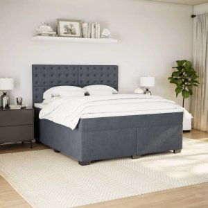 vidaXL Łóżko kontynentalne z materacem, ciemnoszare, 180x200cm aksamit 3