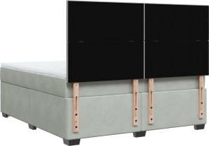 vidaXL Łóżko kontynentalne z materacem, jasnoszare, 180x200cm, aksamit 10